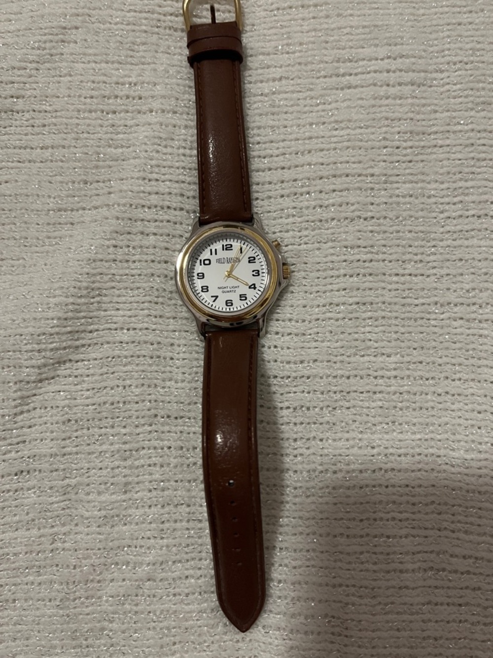 Field Ranger Classic Brown Leather Strap Wristwatch with White Dial